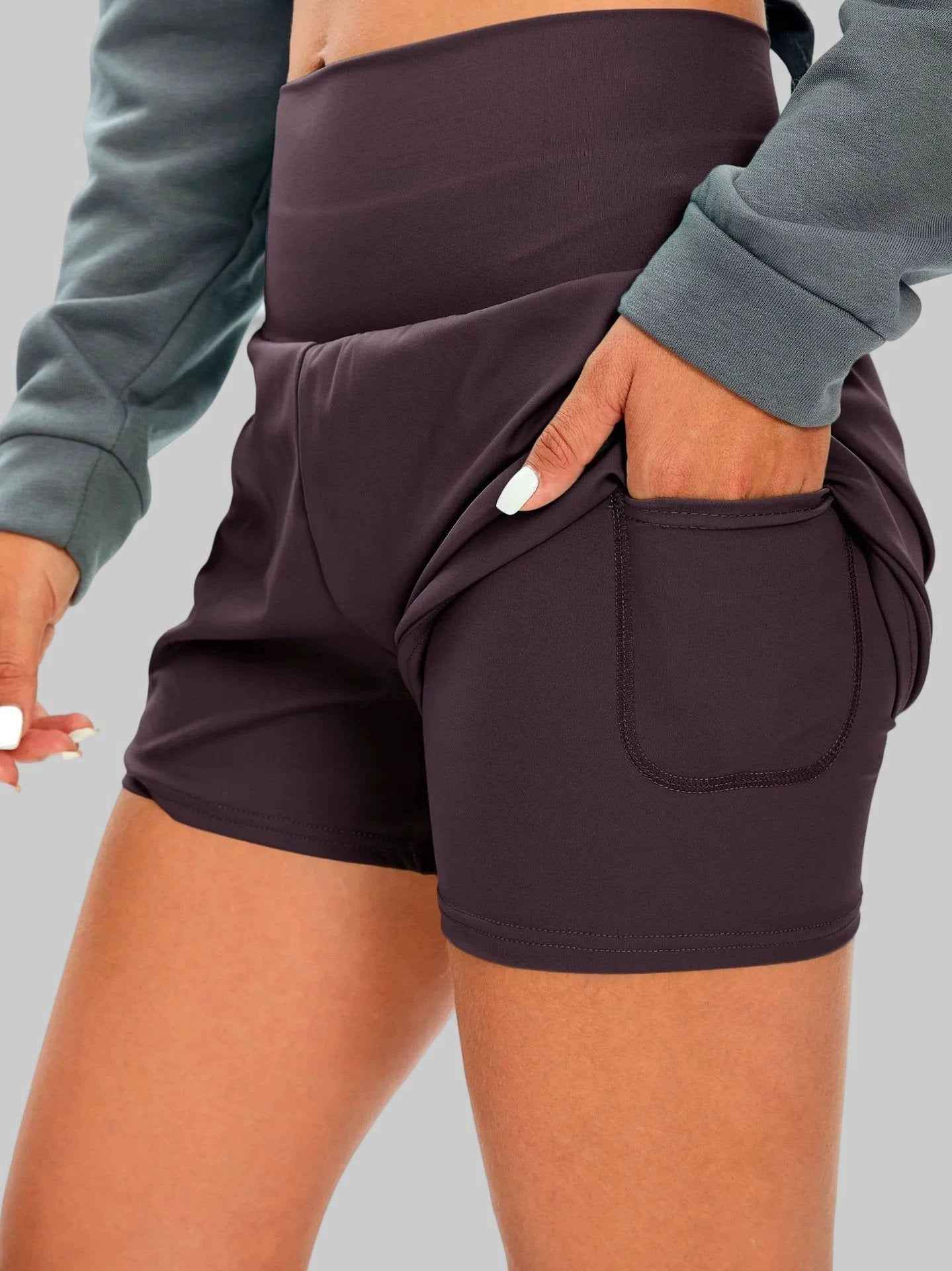 Women’s 2-in-1 Sculpt Shorts – High Waist Squat-Proof Gym Shorts with Phone Pocket - NORDUM.SHOP