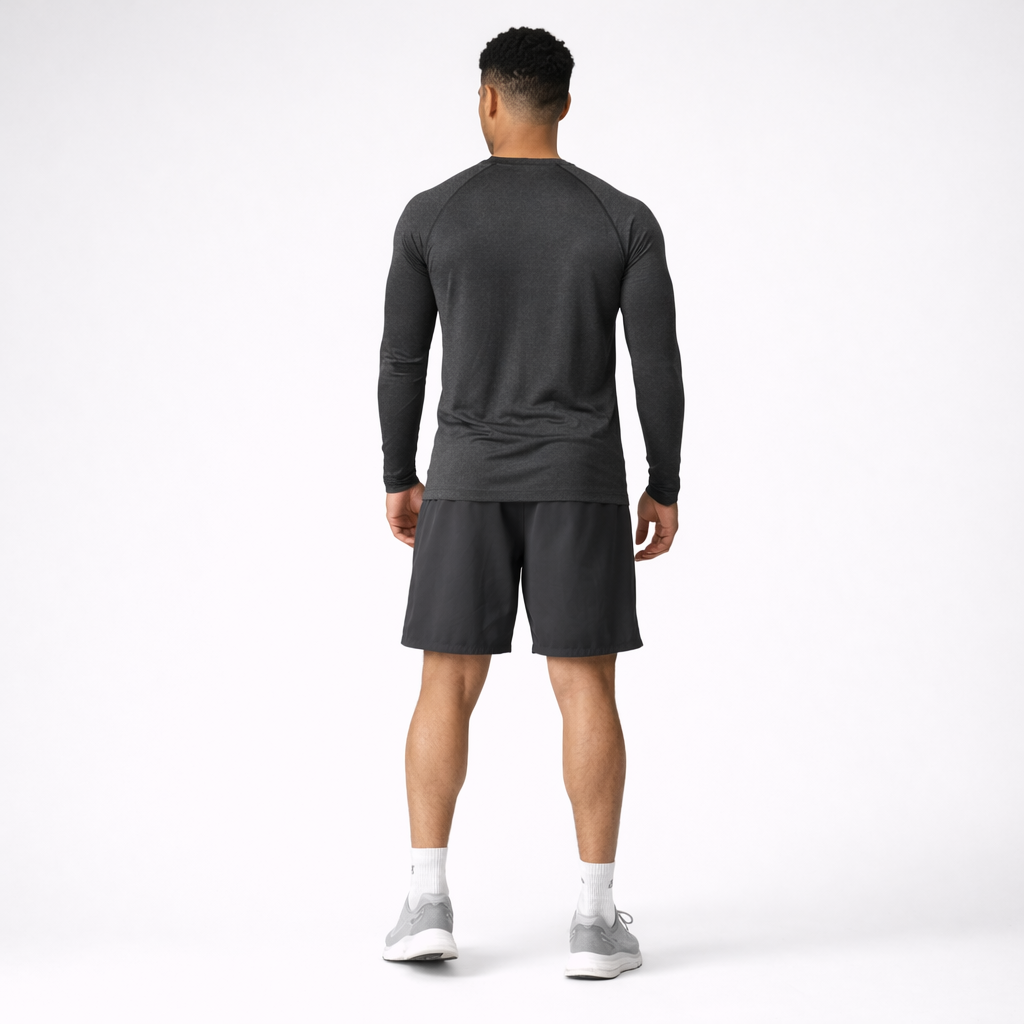 mens long sleeve training shirt black back view