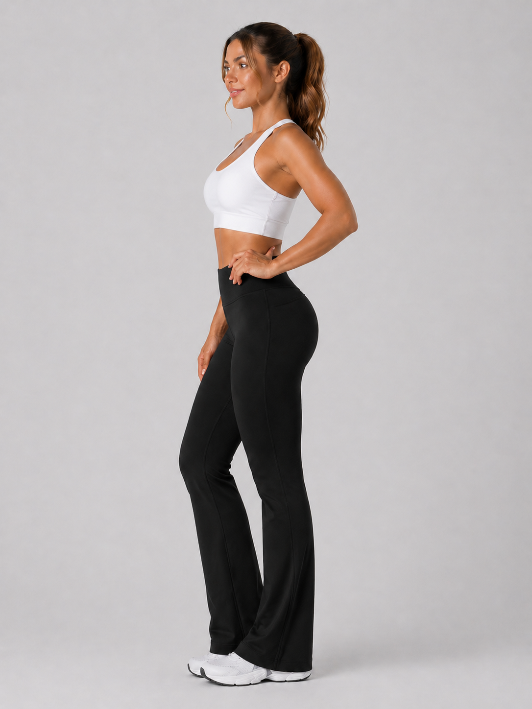 flare leggings women black side view