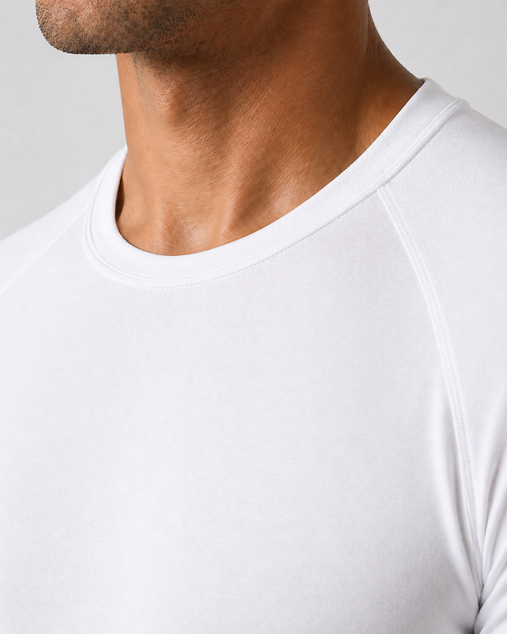 mens workout t shirt white neckline detail