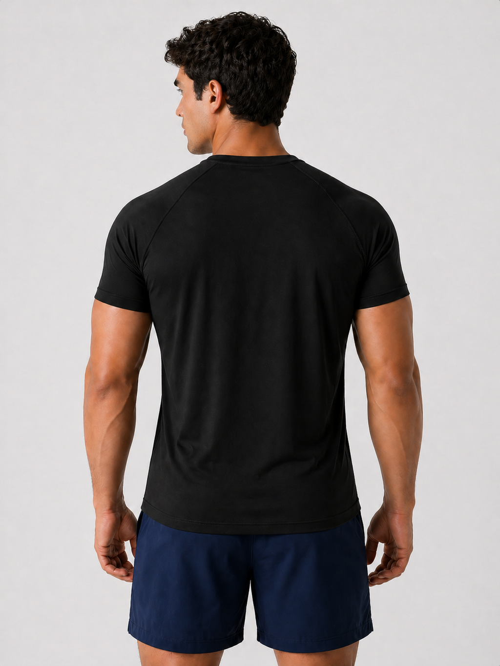 mens workout t shirt black back view