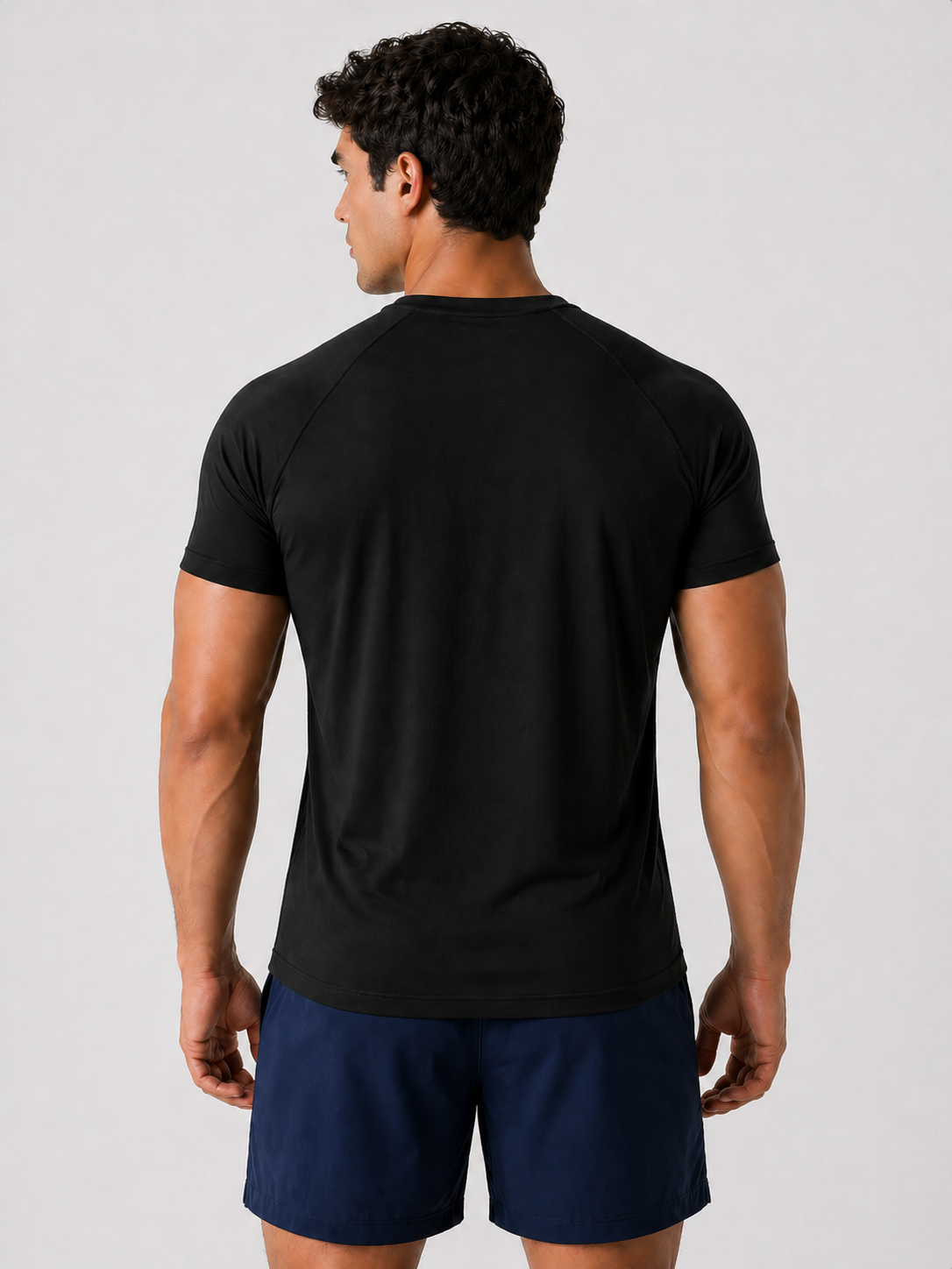 mens workout t shirt black back view