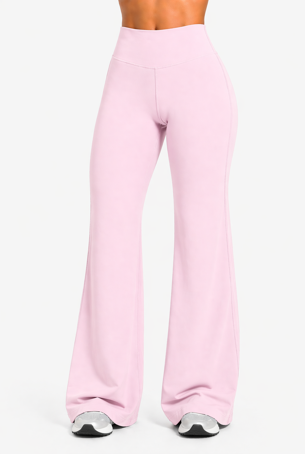 flare leggings women front view pink