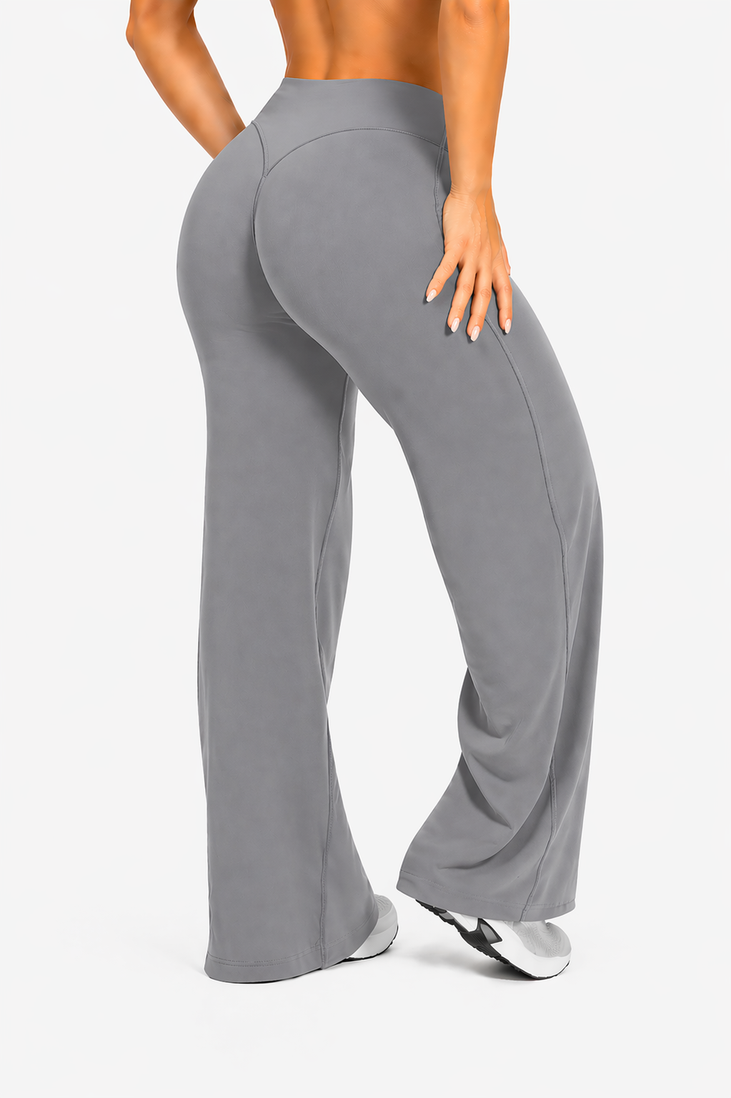 flare leggings women high waist grey