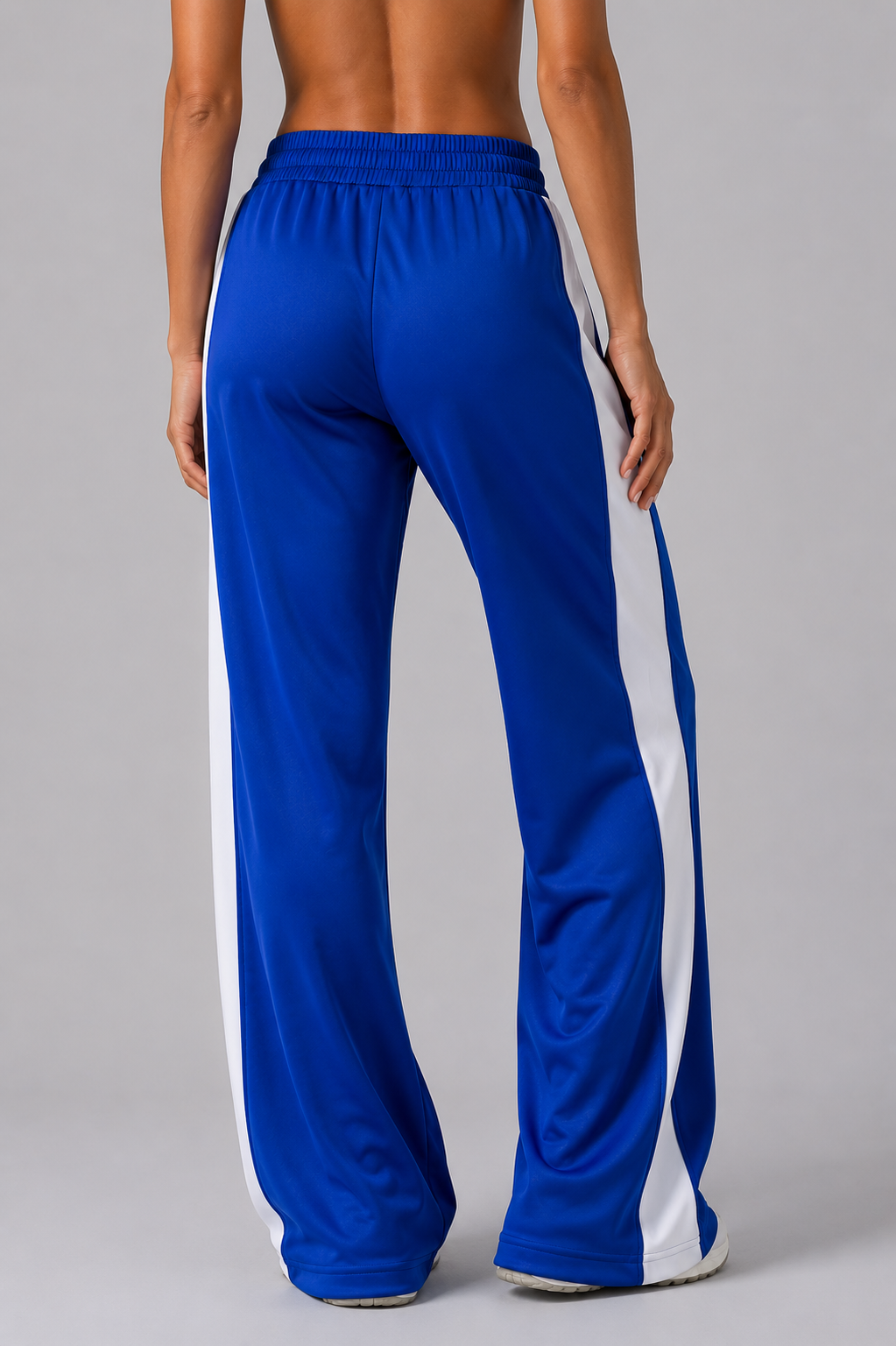 wide leg sweatpants women blue back view