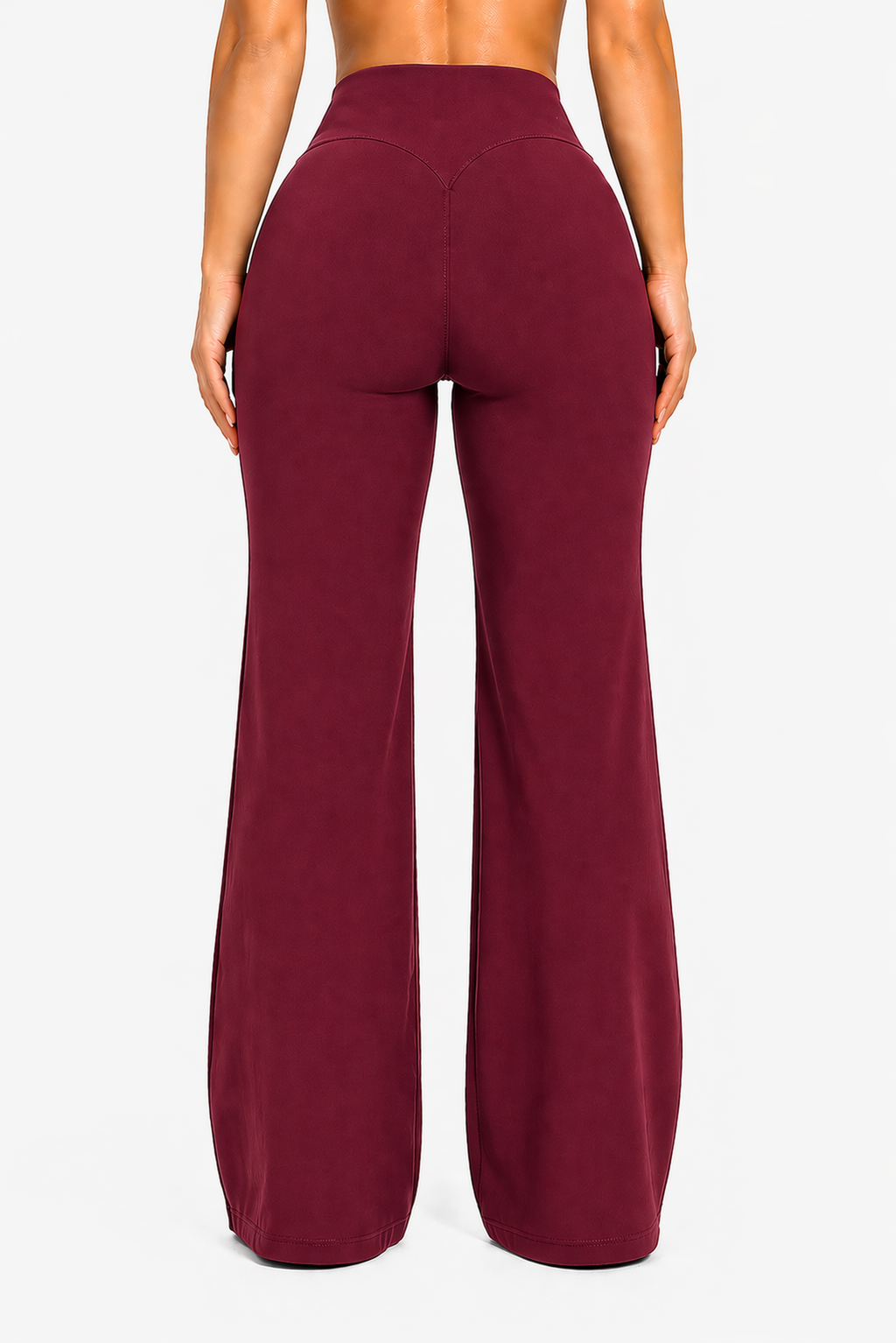 flare leggings women back view burgundy