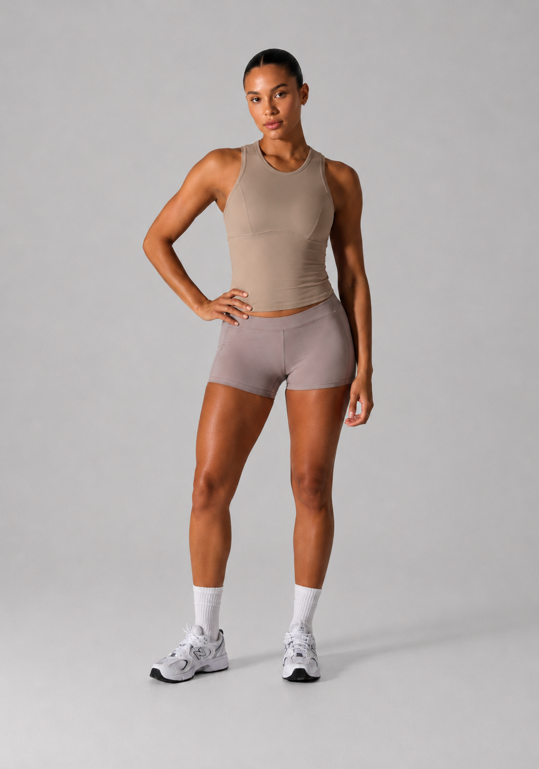sport tank top women cocoa front view full outfit