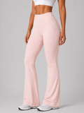 flare leggings women pink side view