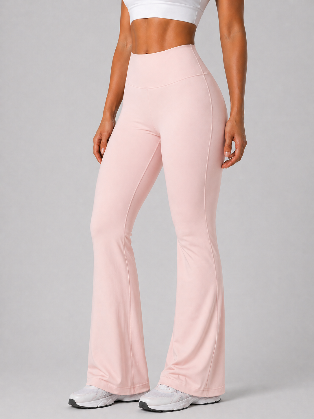 flare leggings women pink side view