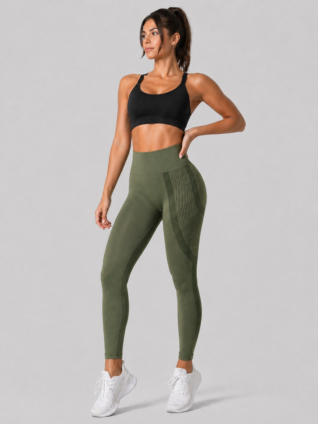 seamless high waist leggings green full body fit