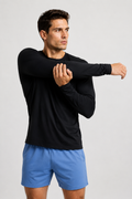 men's quick dry long sleeve black front view