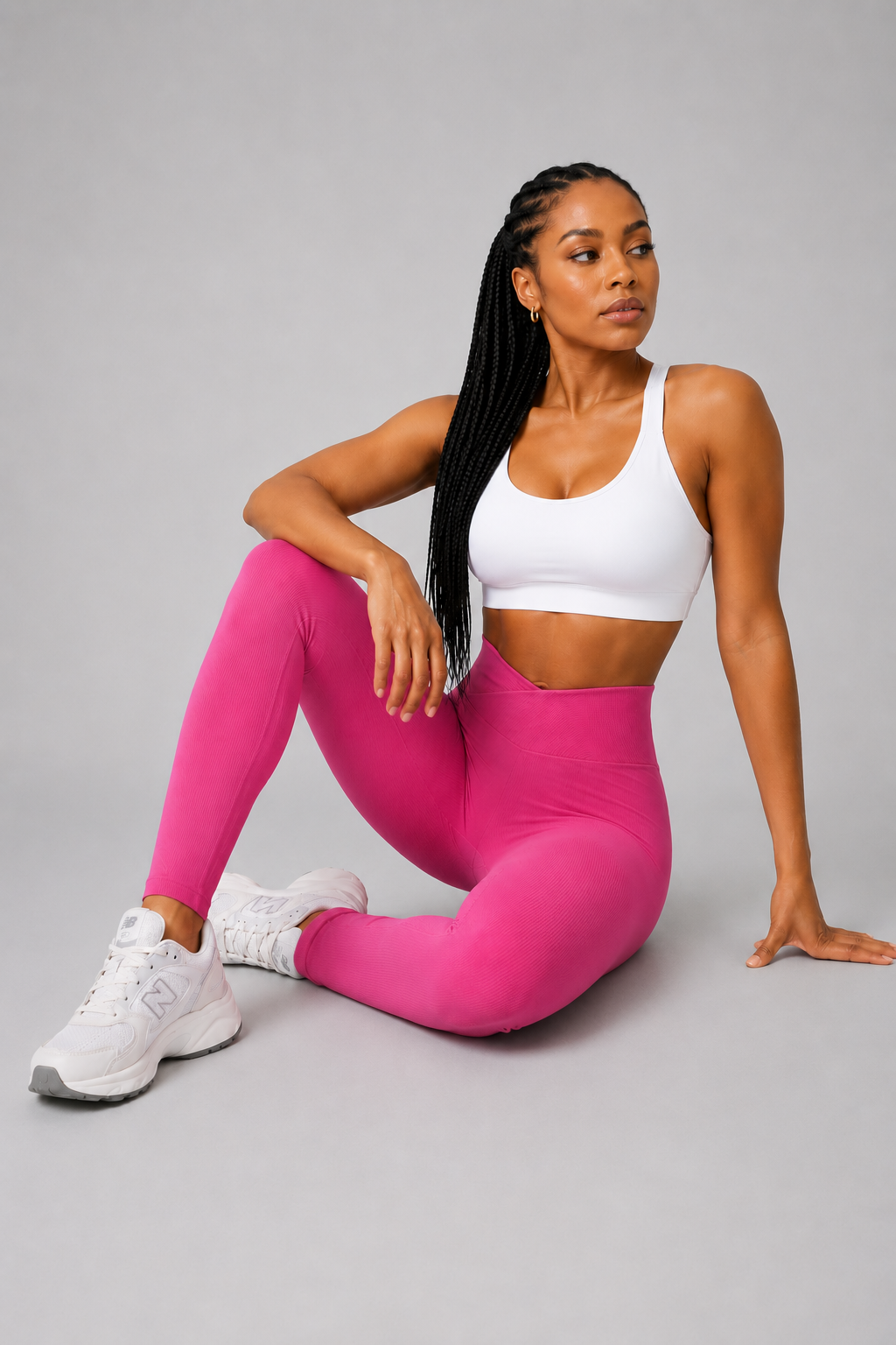 v waist seamless leggings pink seated pose