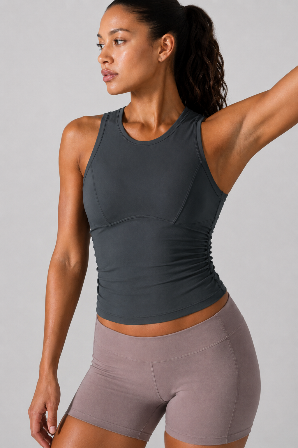 sport tank top women blue gray close up fabric