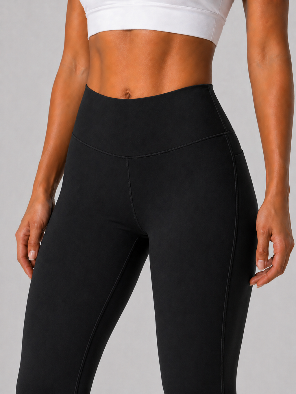 flare leggings women black close fit
