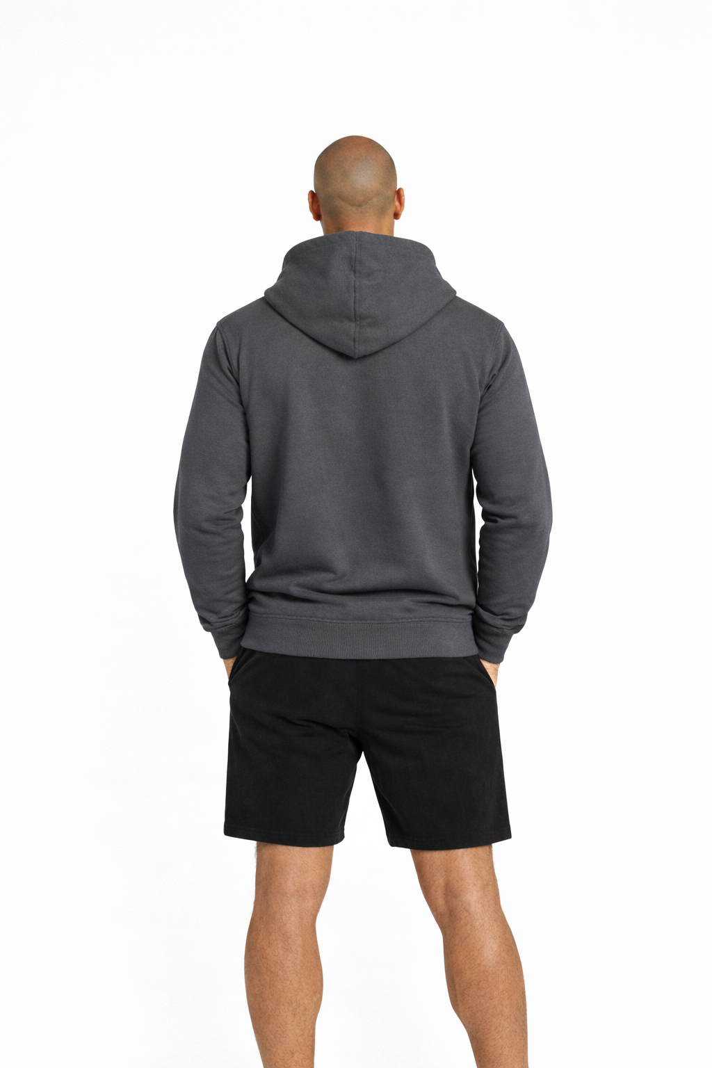 mens zip hoodie dark grey back view