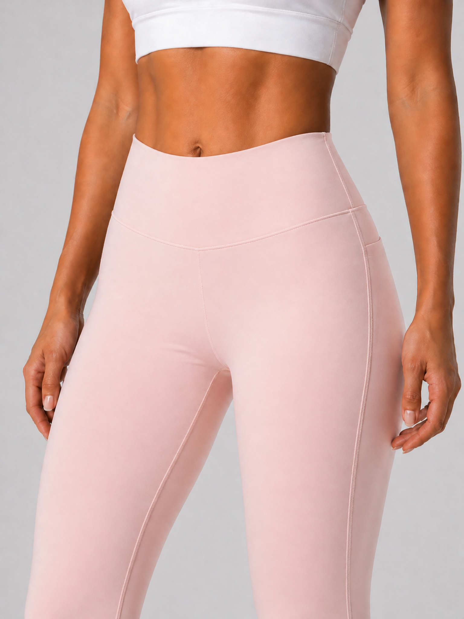 flare leggings women pink close fit