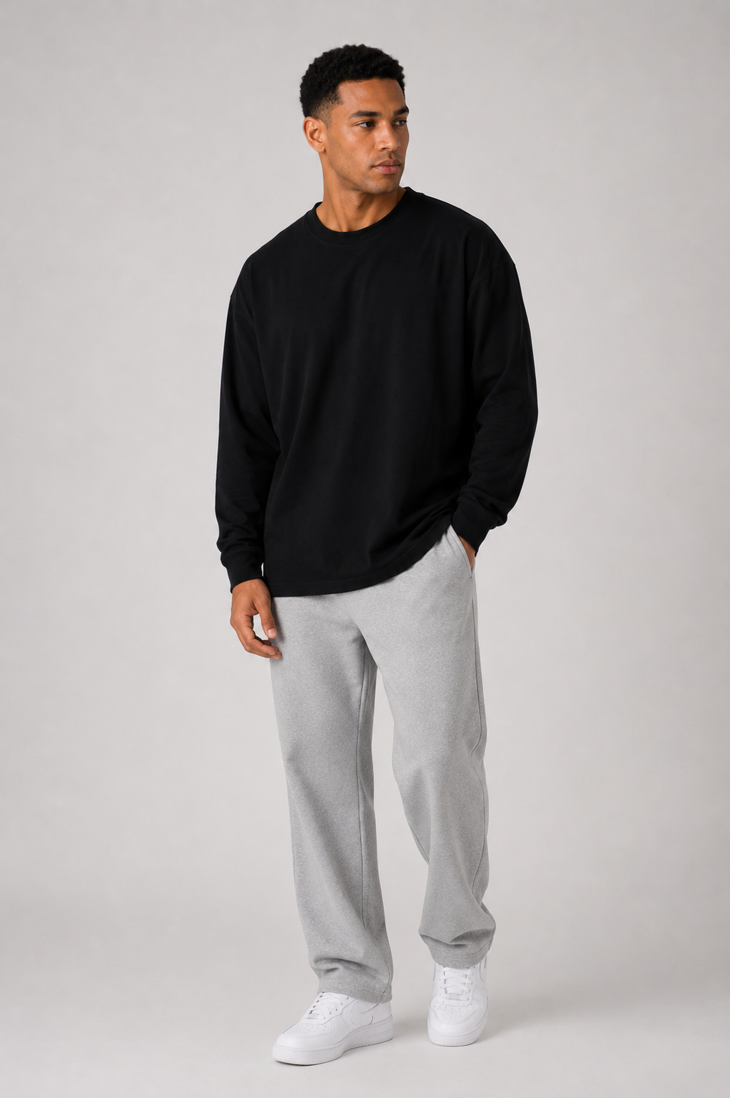 men’s everyday long sleeve black full body streetwear fit