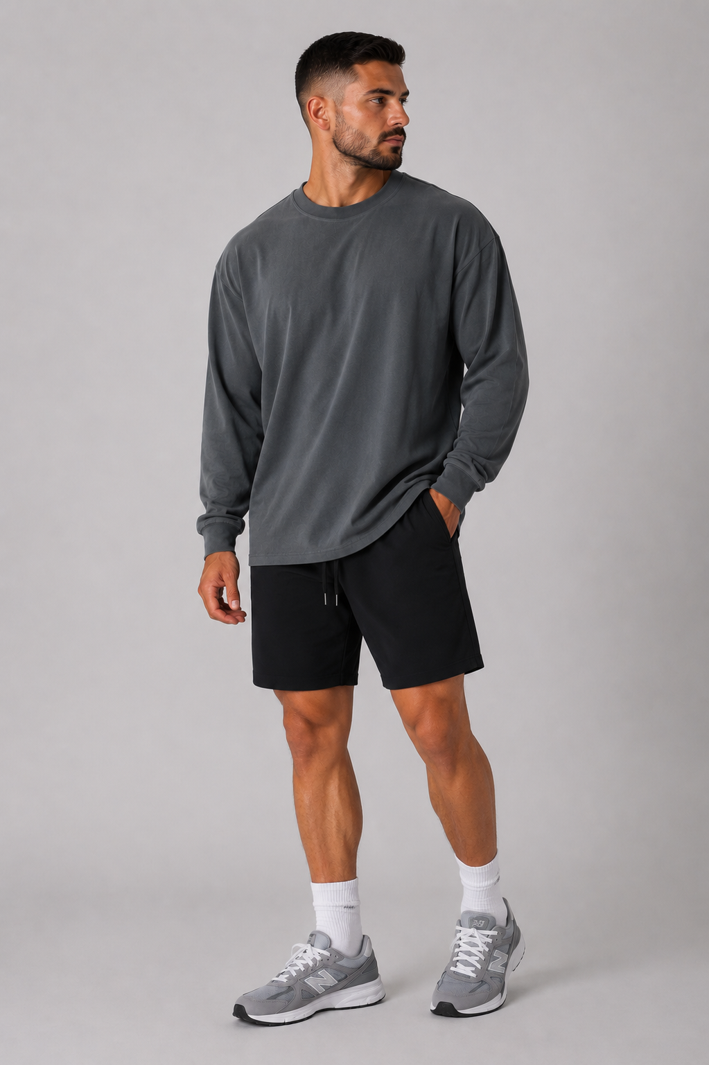 men’s everyday long sleeve dark grey full body outfit