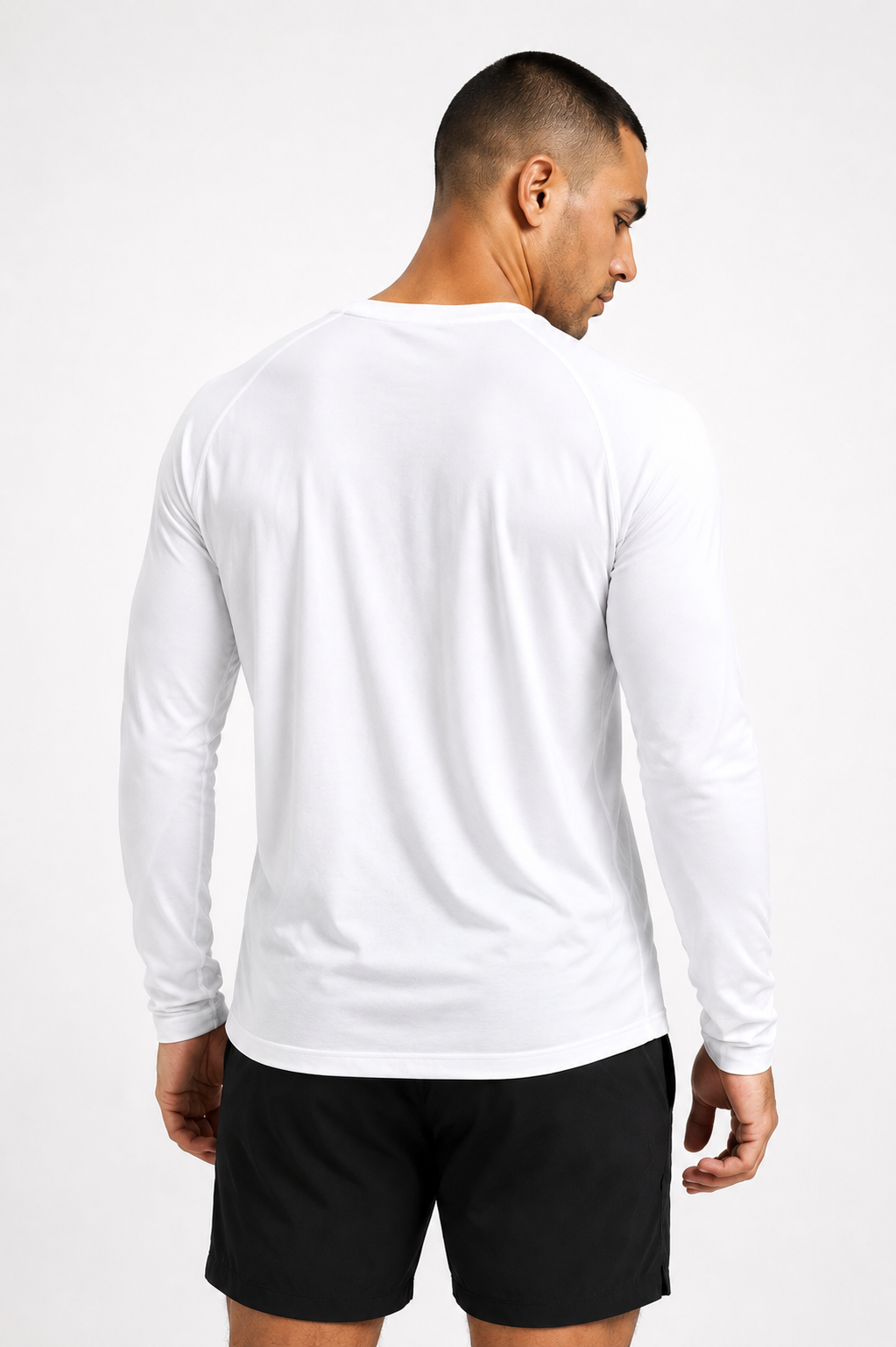 men's quick dry long sleeve white back view