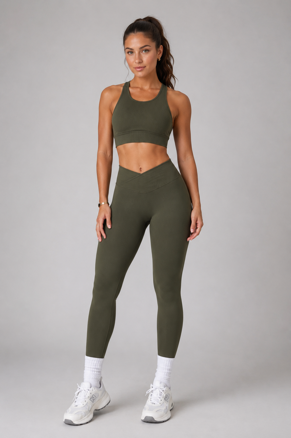 v waist seamless leggings army green activewear outfit