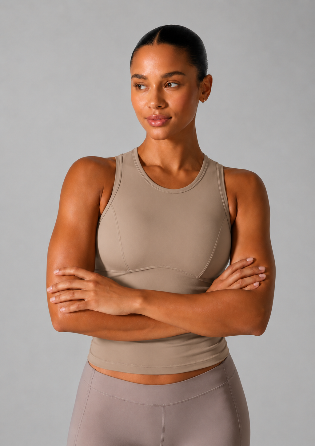 sport tank top women cocoa arms crossed pose