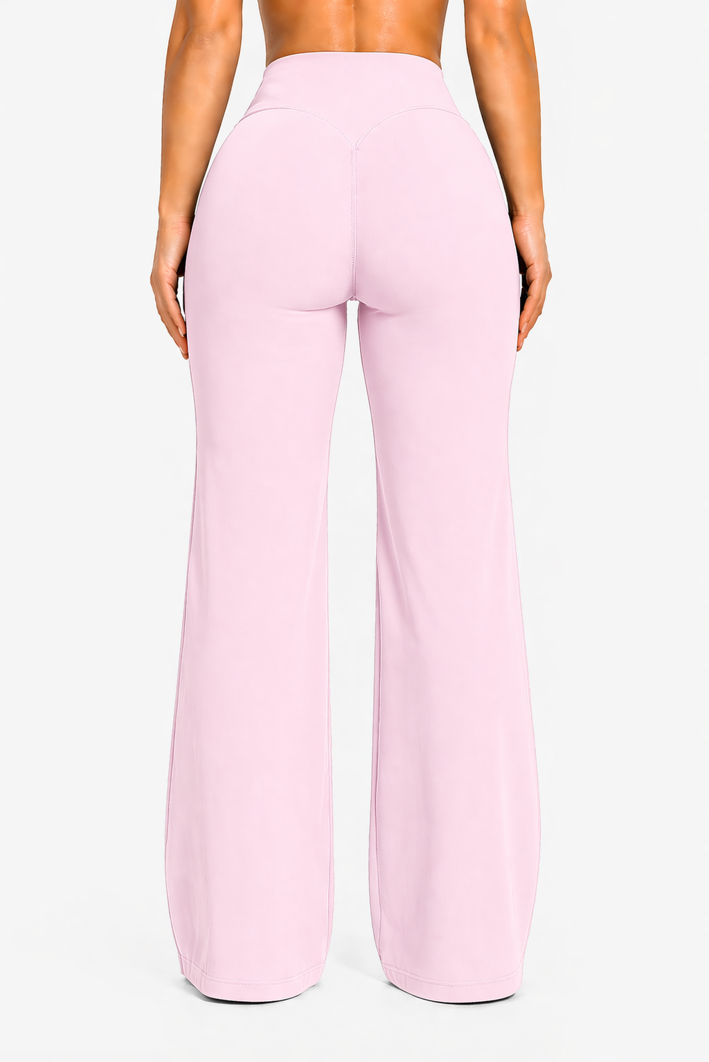 flare leggings women back view pink