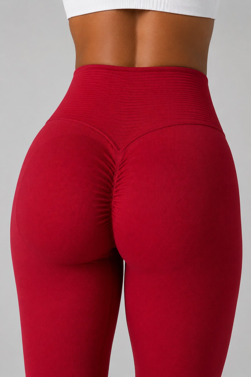 v waist seamless leggings red sculpt fit back view