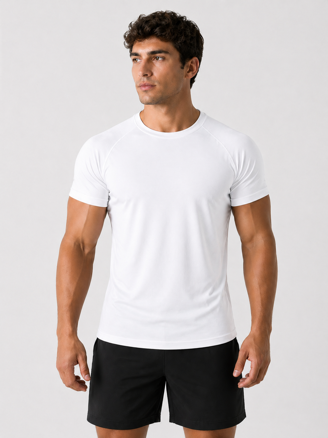 mens workout t shirt white front view