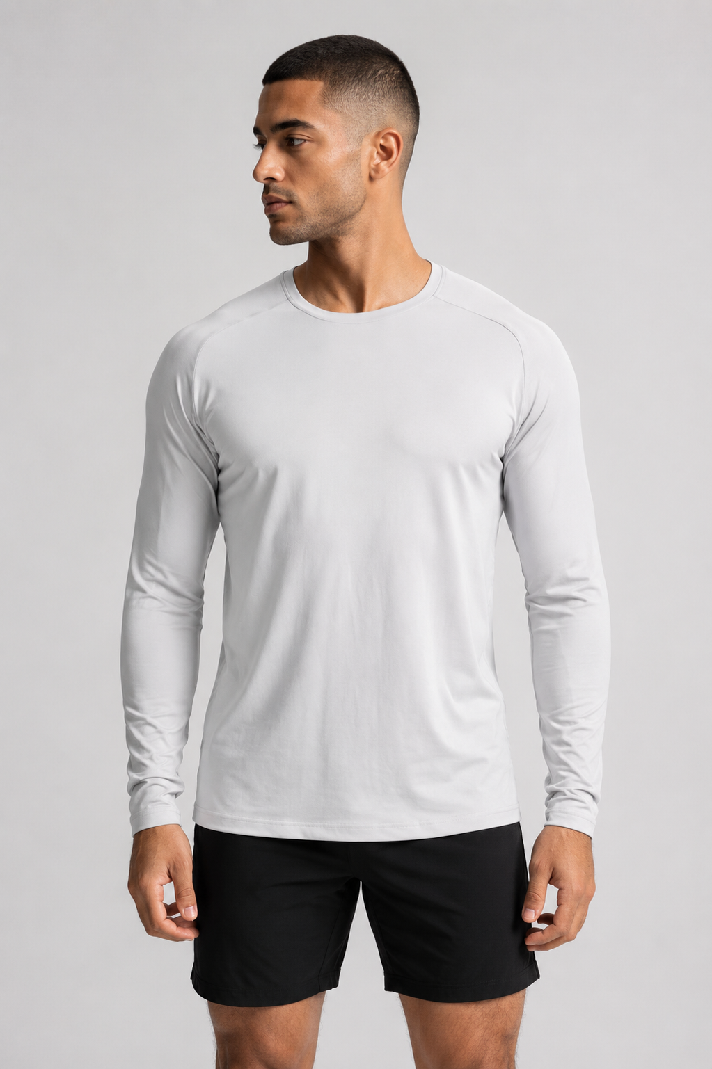 men's quick dry long sleeve white athletic fit