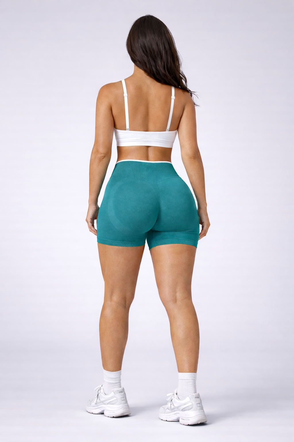 seamless high waist shorts women full body teal
