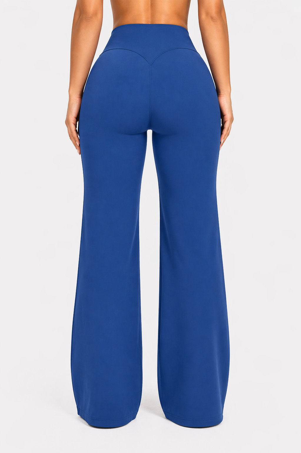 flare leggings women back view blue