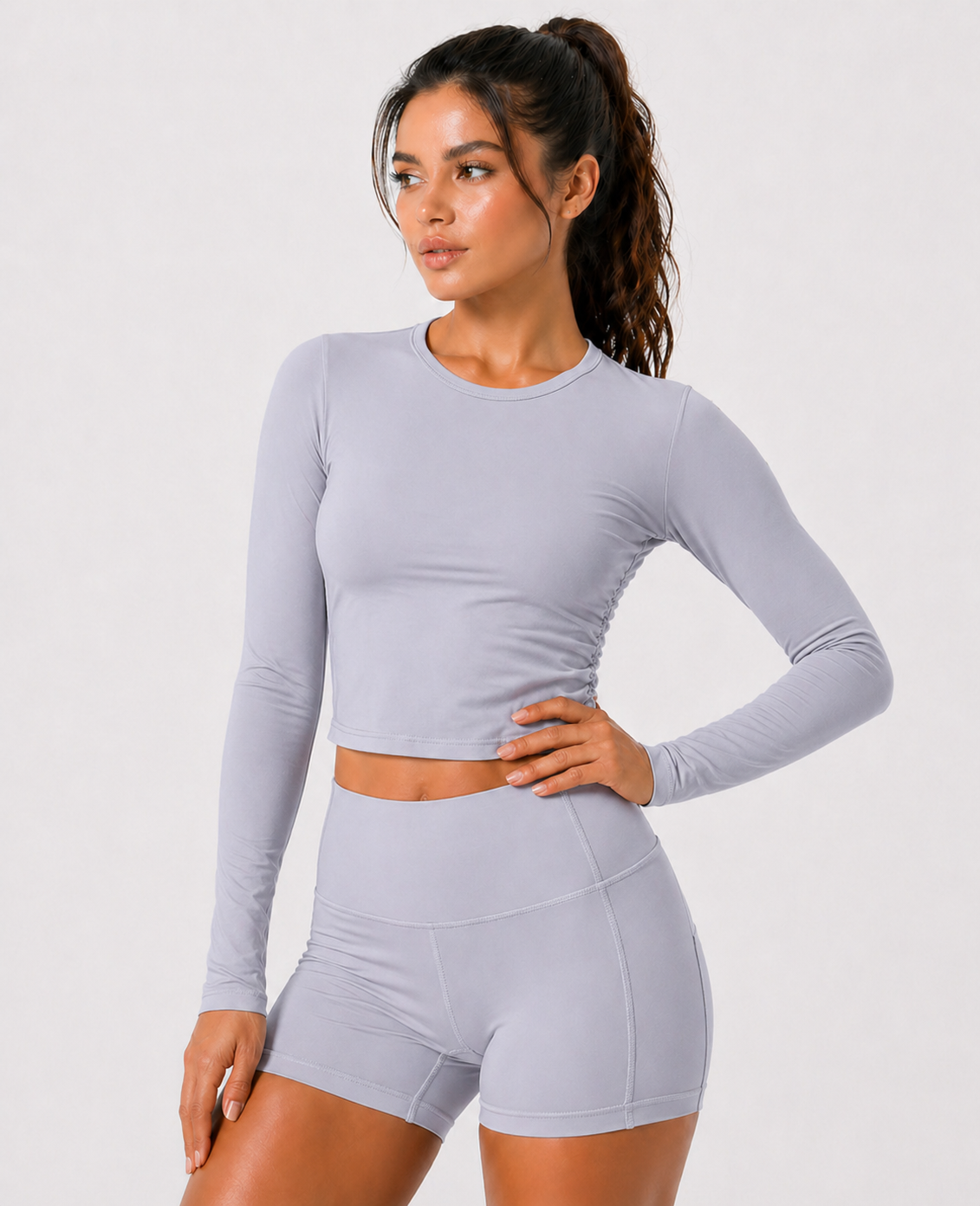 long sleeve training top women light purple front view