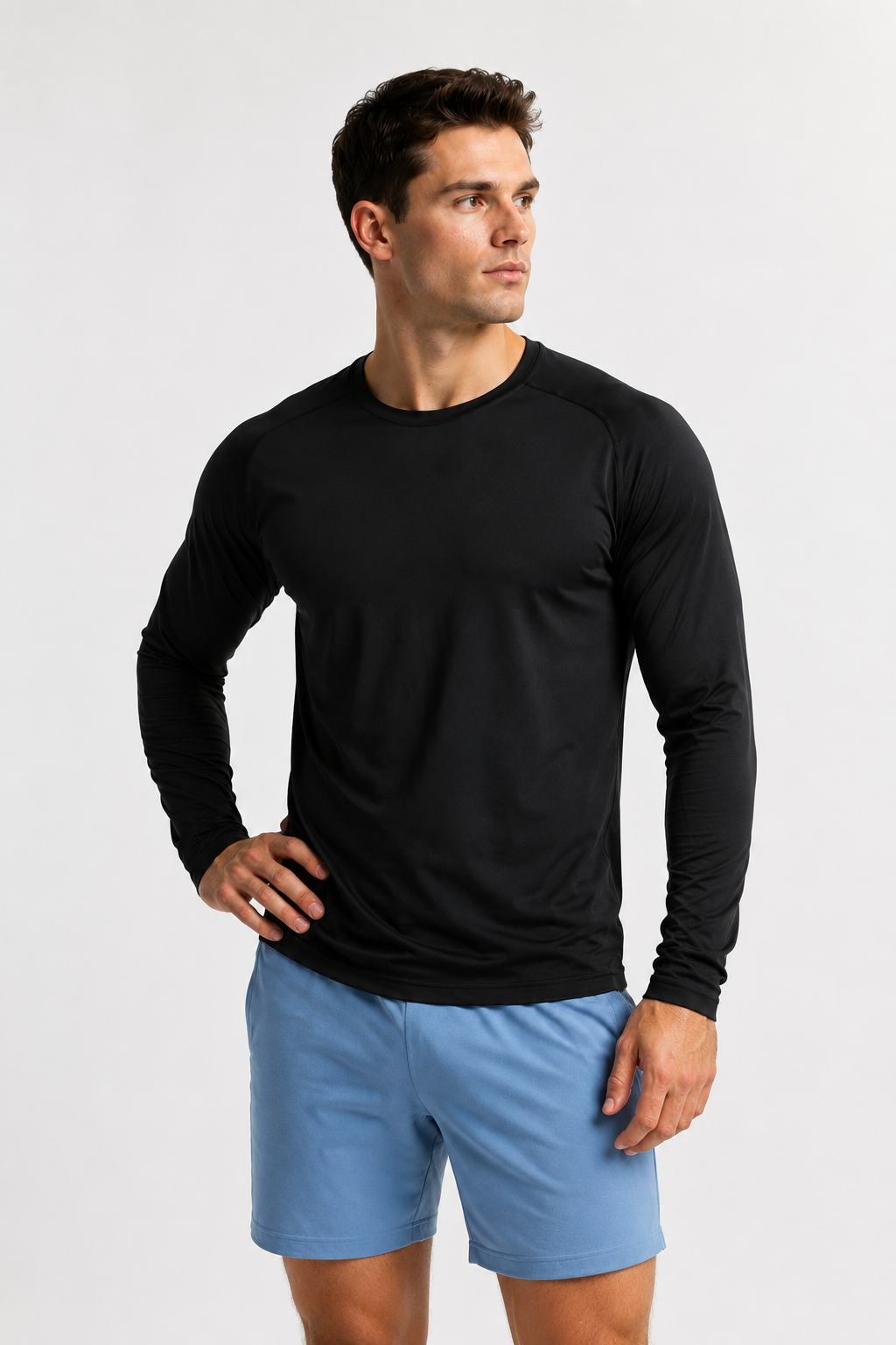 men's quick dry long sleeve black side view