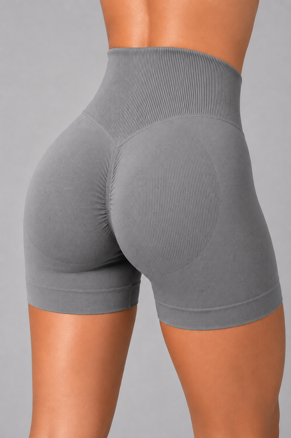 women v waist scrunch shorts gray scrunch detail