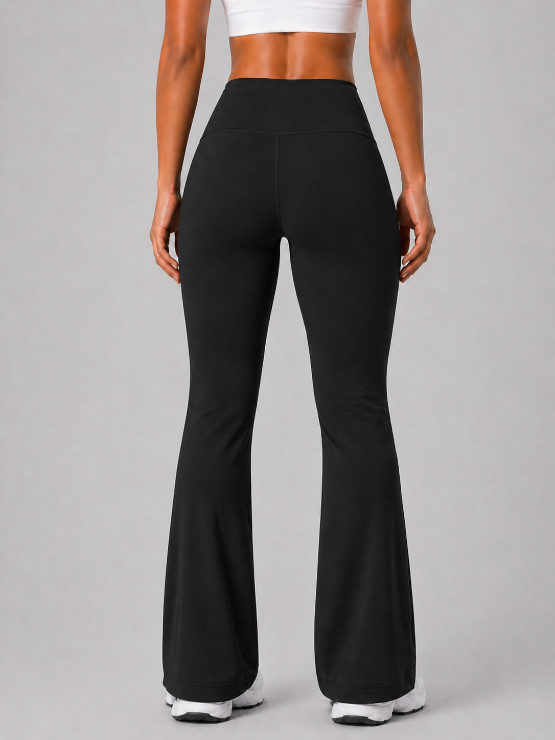 flare leggings women black back view