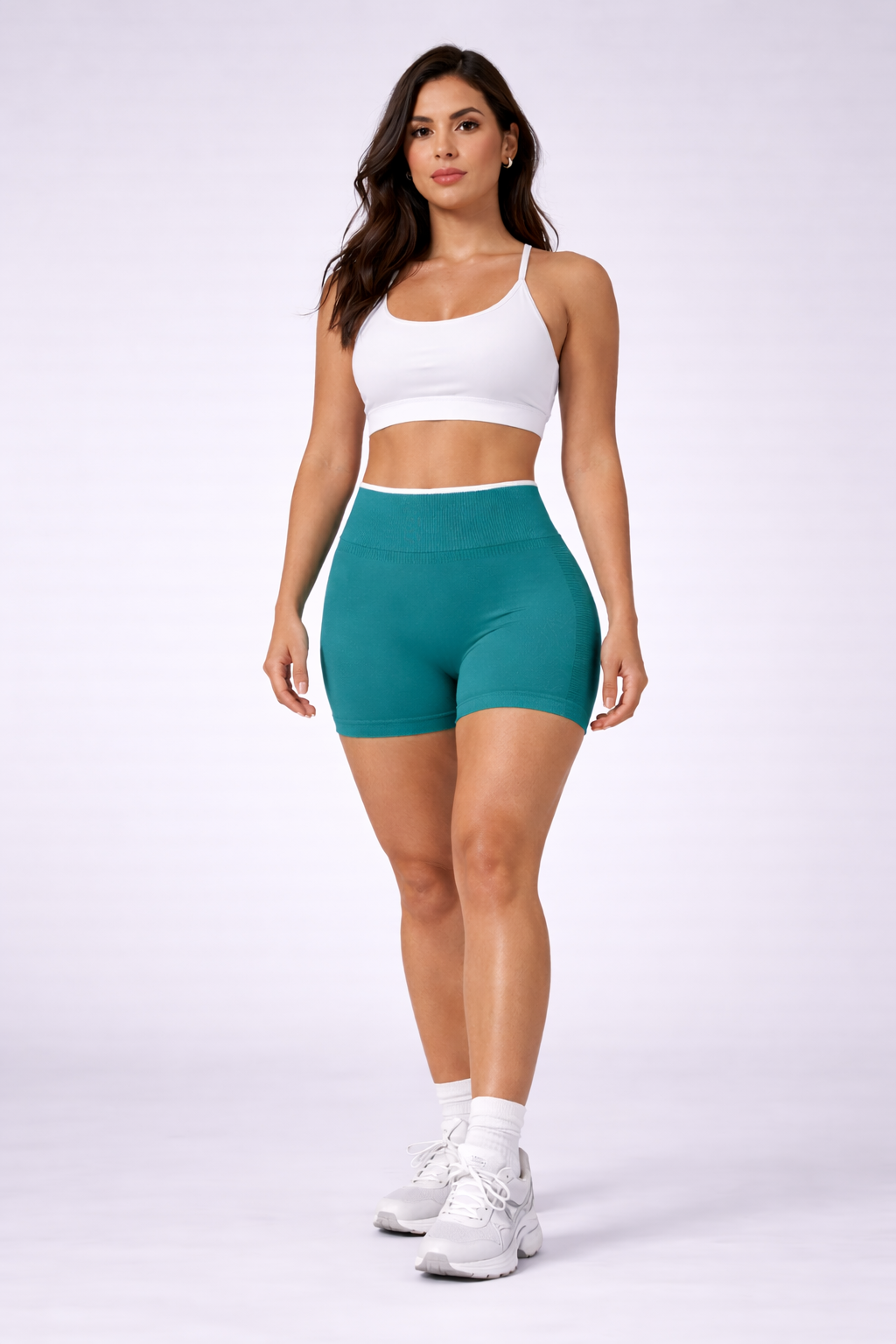 seamless high waist shorts women teal