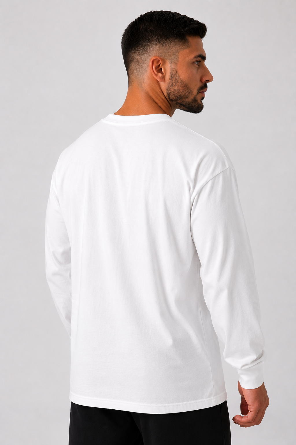 men’s everyday long sleeve white oversized rear fit