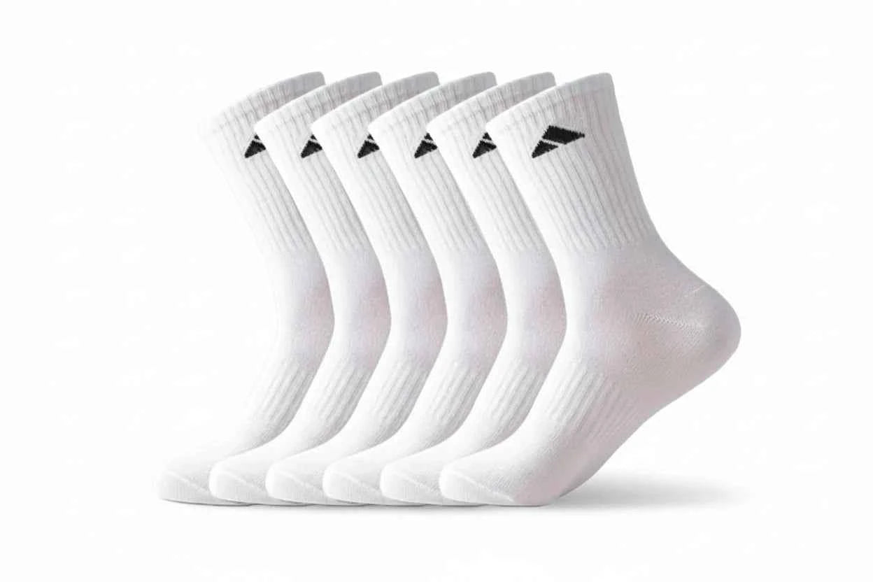 gym socks white crew multipack front view