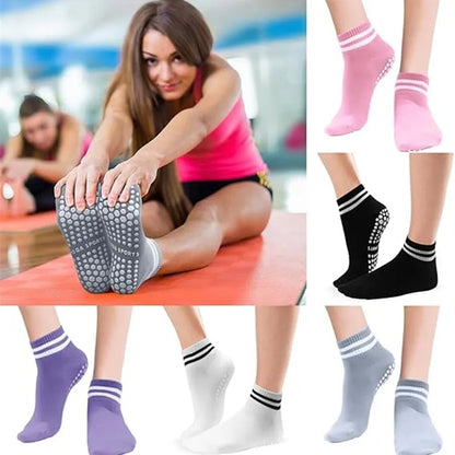 Non Slip Yoga Socks for Women - Grip Non Socks with Double Stripes - NORDUM.SHOP