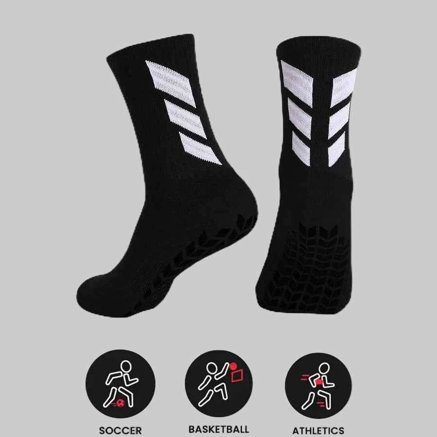 football grip socks anti slip black front view