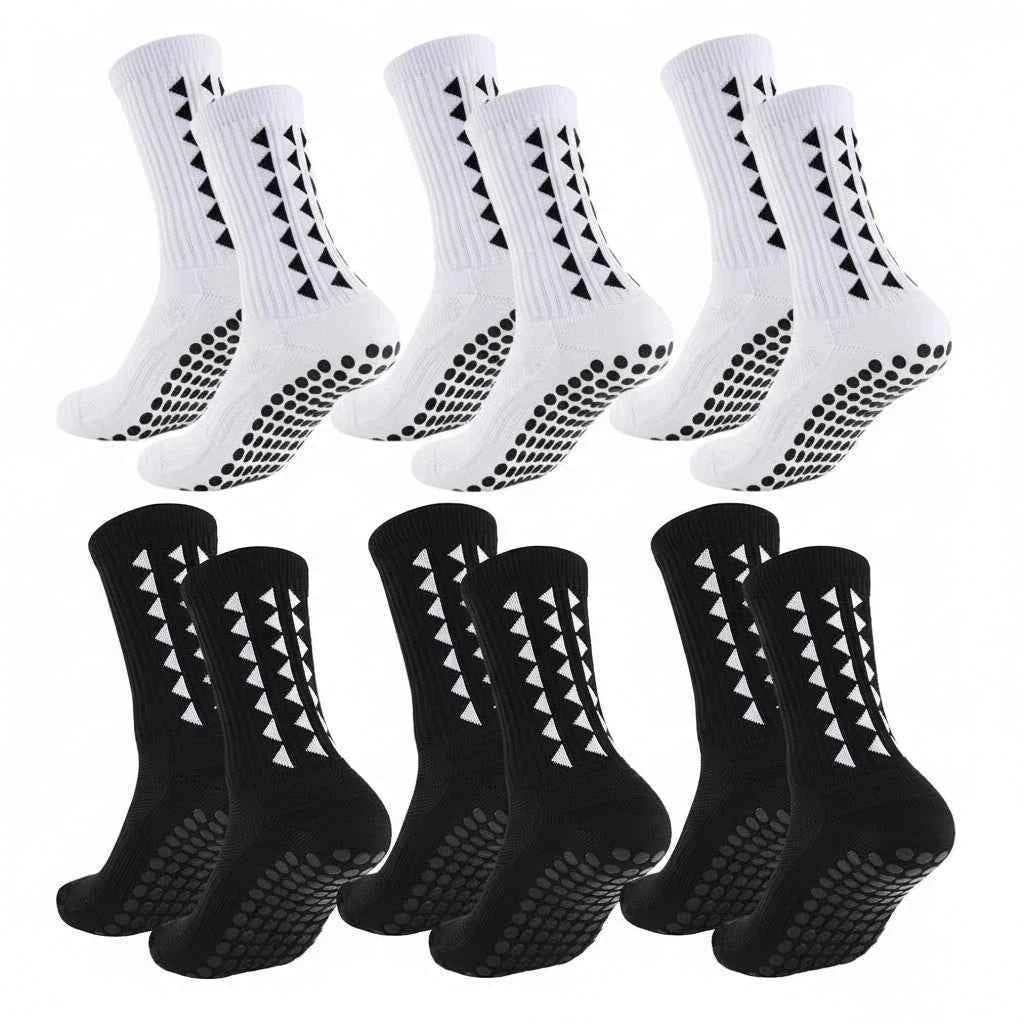 grip socks 6 pairs black and white