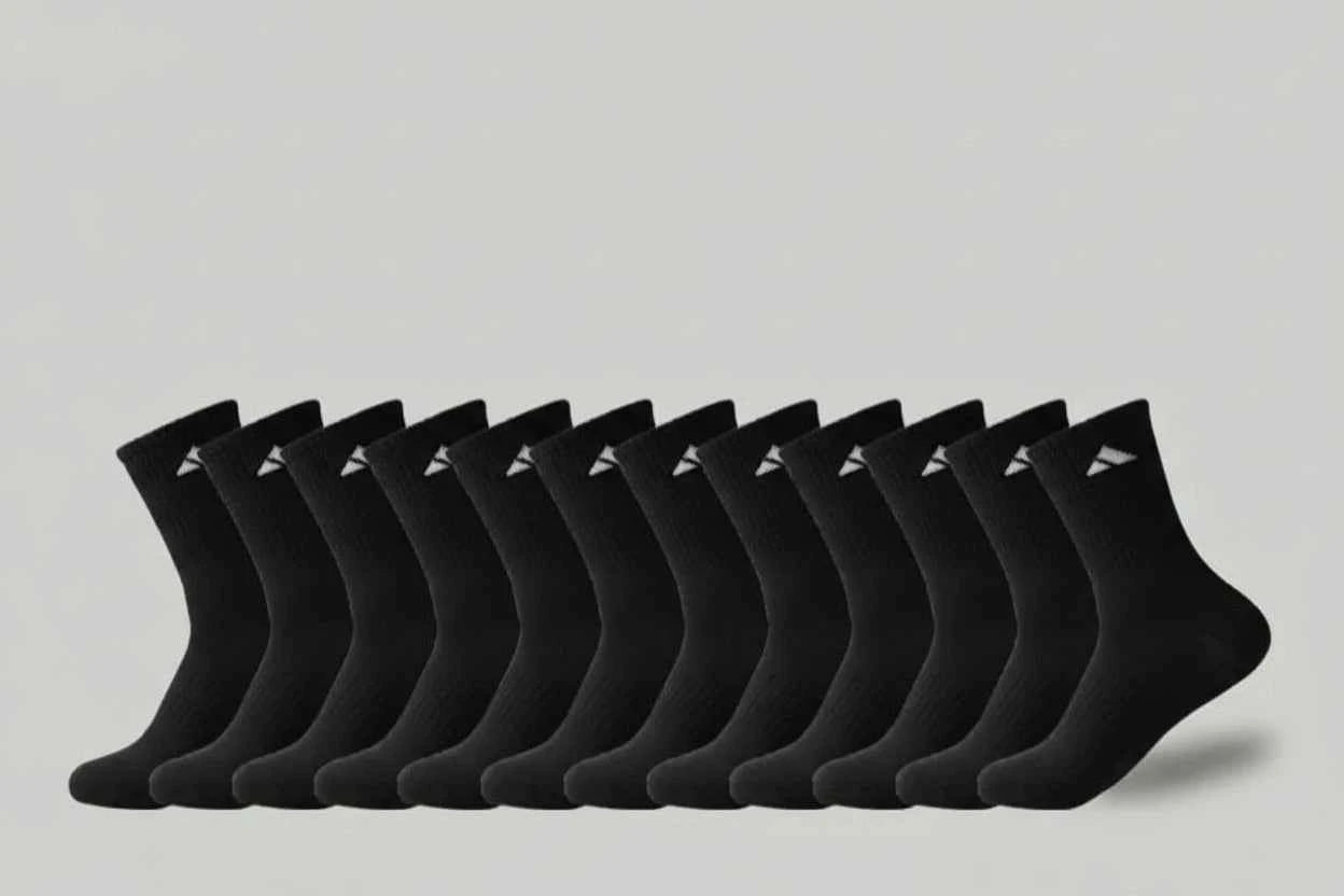 gym socks black crew socks single color set