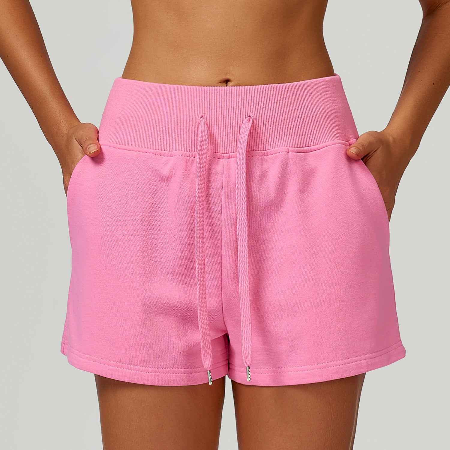 high waist sweat shorts women relaxed fit pink