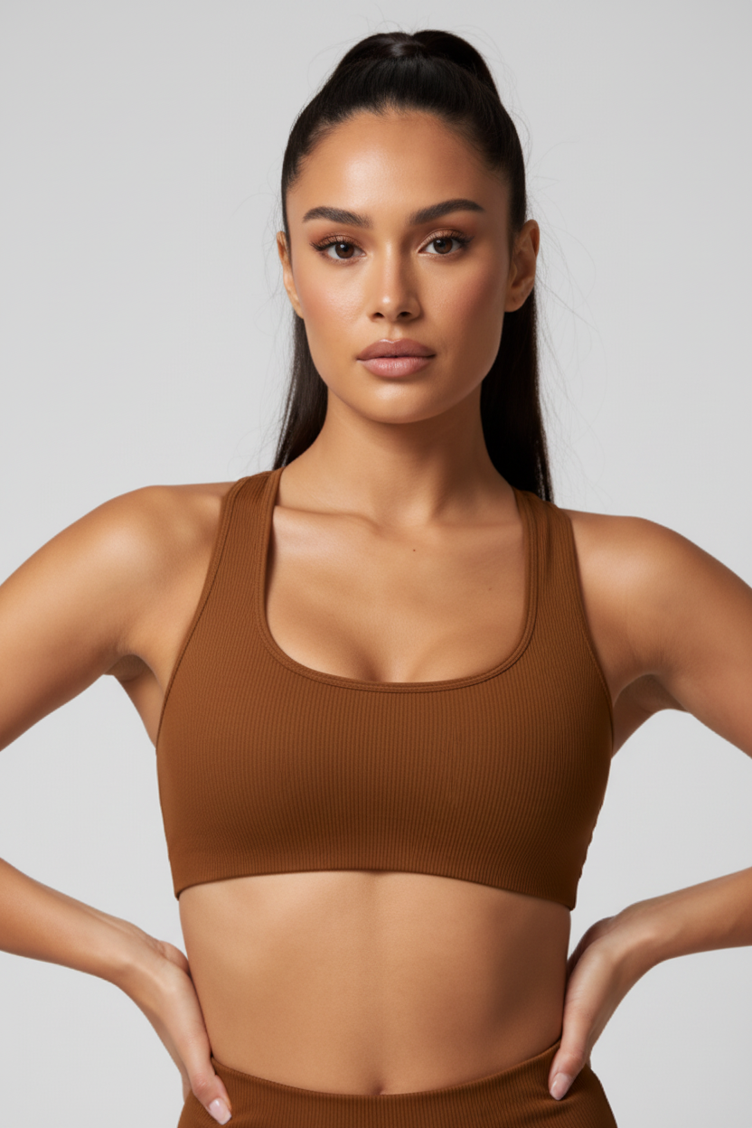 Brown Sports Bra Close Up Same Model