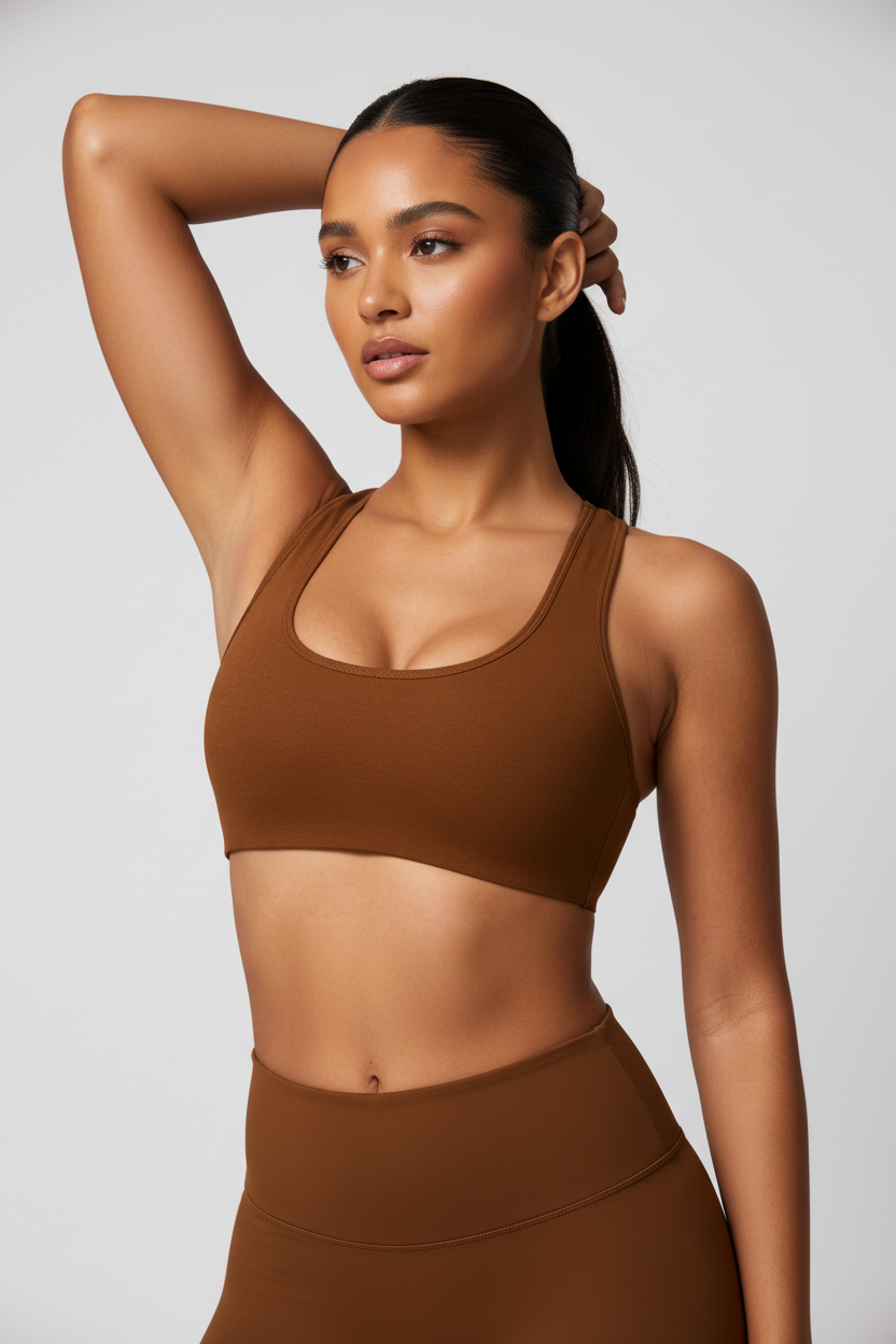 Brown Sports Bra Front Angle