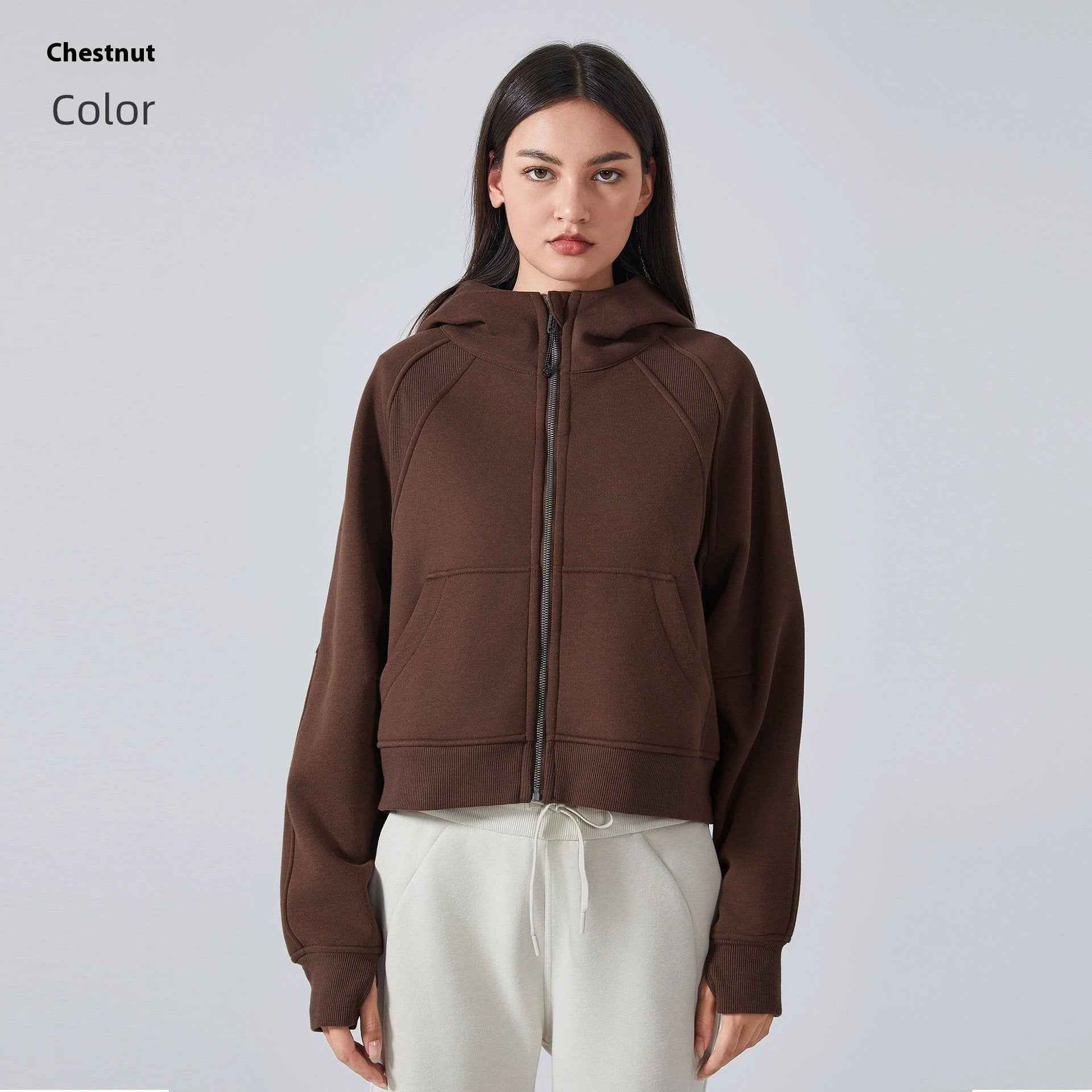 oversized zip hoodie women broown