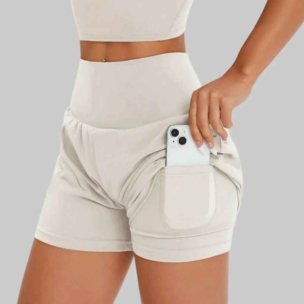 Women’s 2-in-1 Sculpt Shorts – High Waist Squat-Proof Gym Shorts with Phone Pocket - NORDUM.SHOP