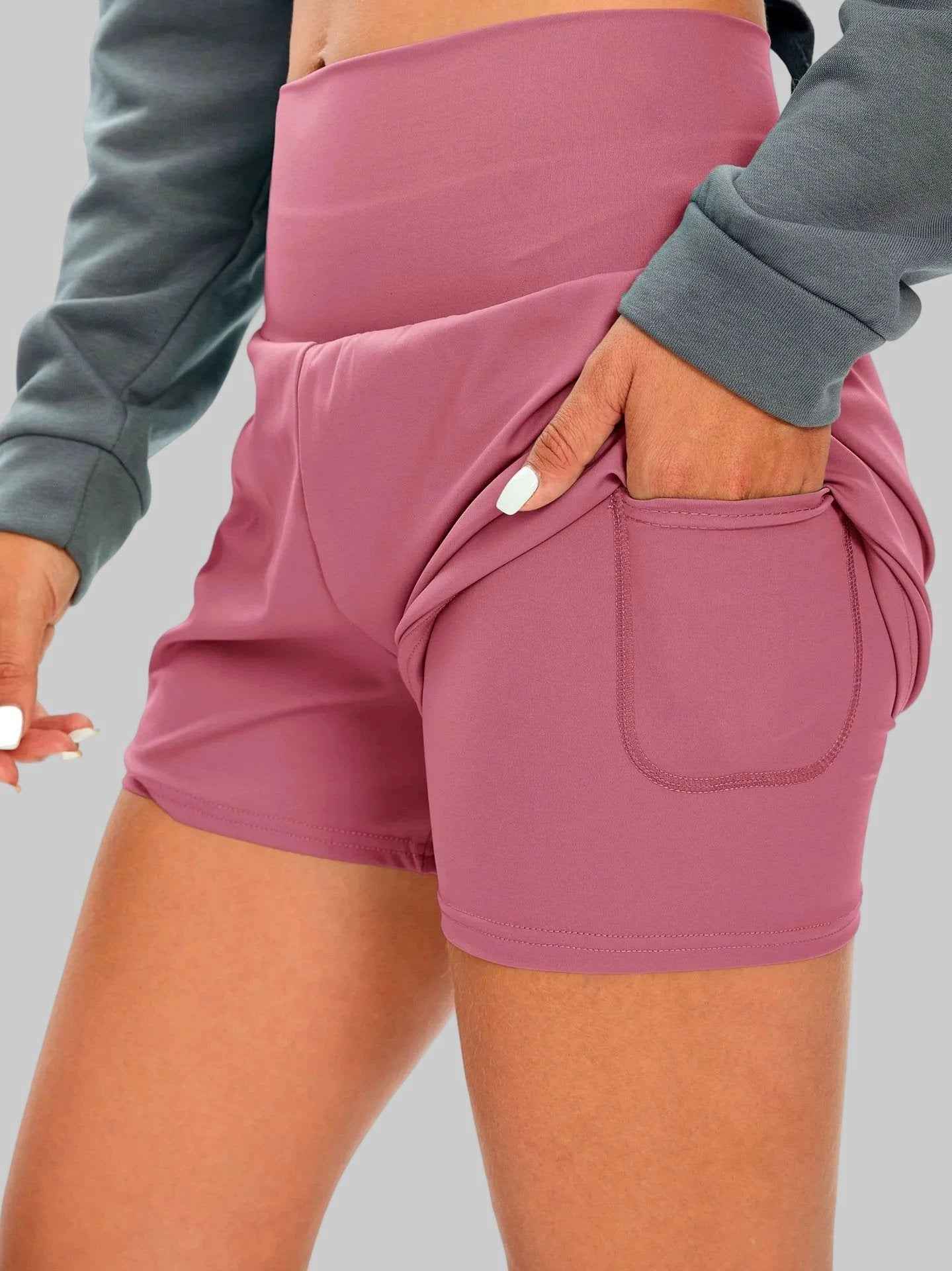Women’s 2-in-1 Sculpt Shorts – High Waist Squat-Proof Gym Shorts with Phone Pocket - NORDUM.SHOP