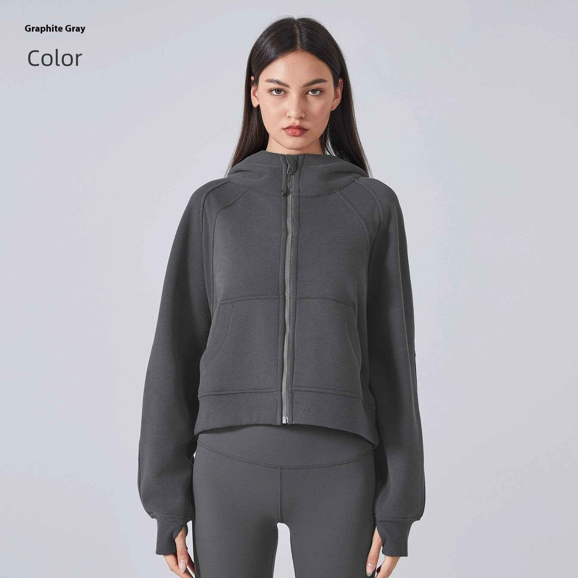 oversized zip hoodie women dark grey