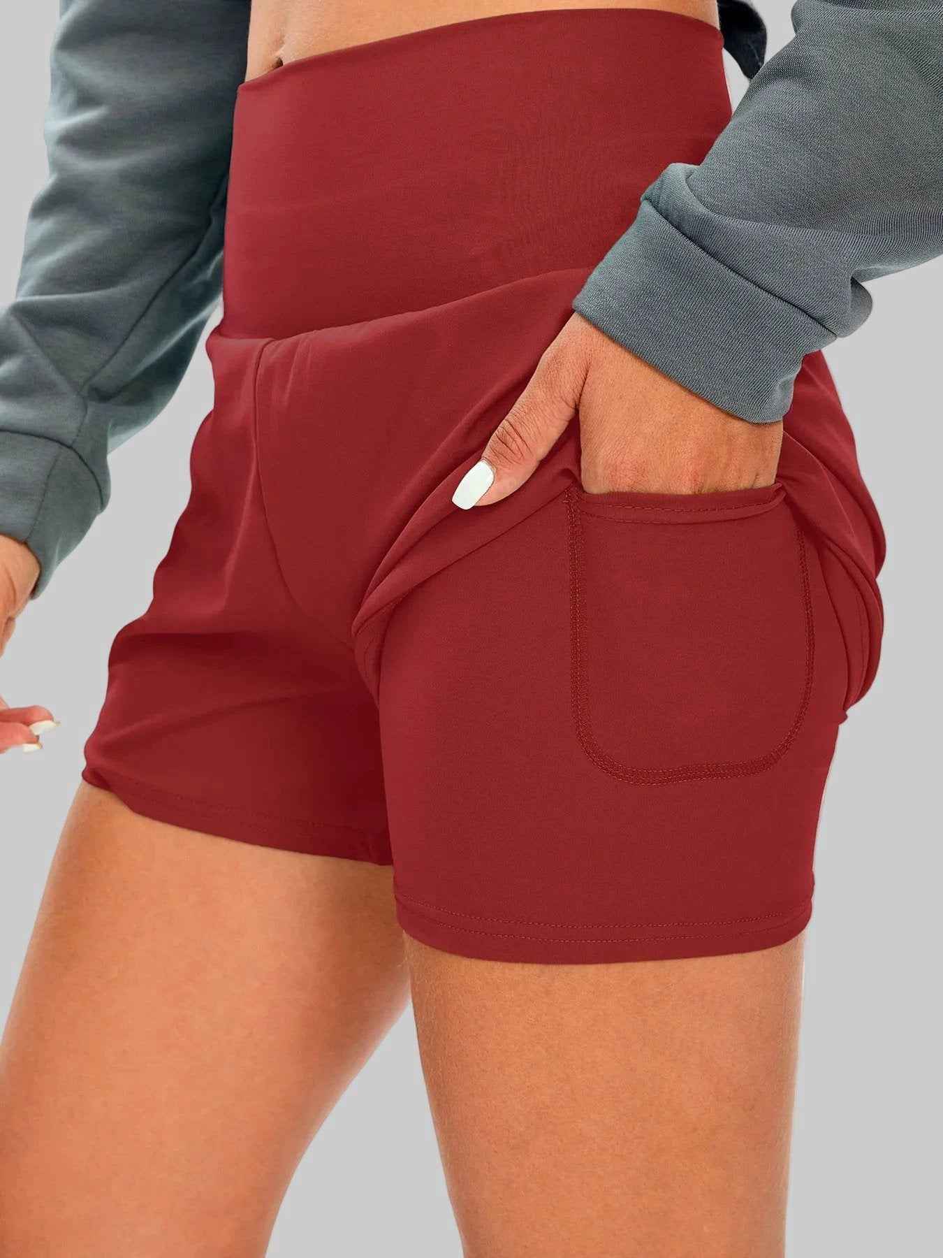 Women’s 2-in-1 Sculpt Shorts – High Waist Squat-Proof Gym Shorts with Phone Pocket - NORDUM.SHOP